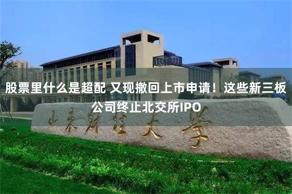 股票里什么是超配 又现撤回上市申请！这些新三板公司终止北交所IPO