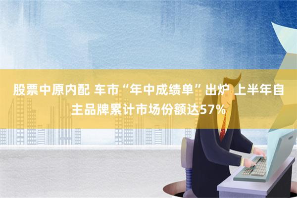 股票中原内配 车市“年中成绩单”出炉 上半年自主品牌累计市场份额达57%