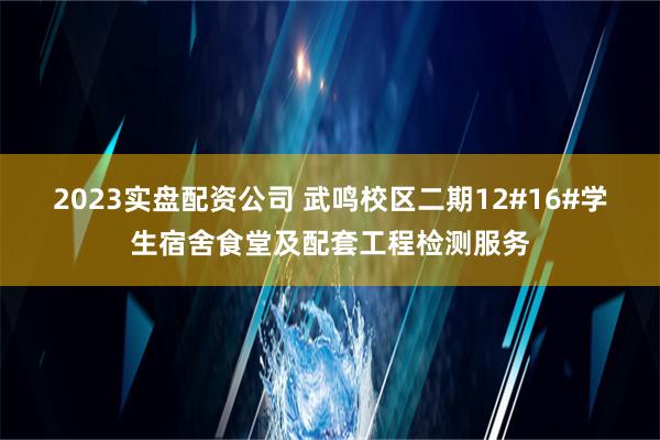 2023实盘配资公司 武鸣校区二期12#16#学生宿舍食堂及配套工程检测服务