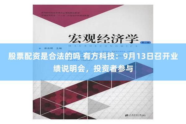 股票配资是合法的吗 有方科技：9月13日召开业绩说明会，投资者参与